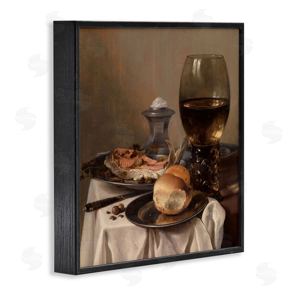 one1000paintings Still Life with Salt Pieter Claesz Classical Painting Black Framed Glicee Wall Art Print