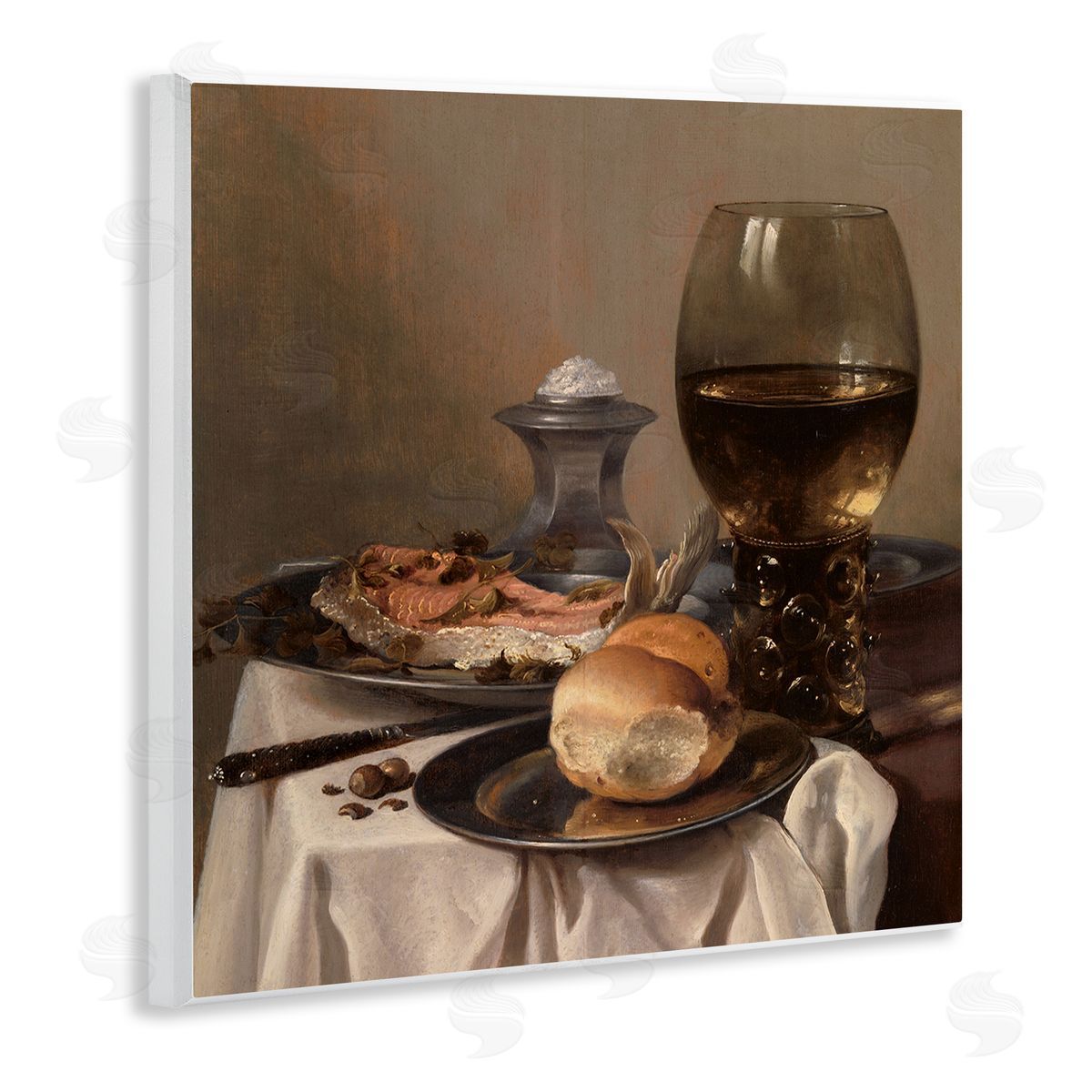 one1000paintings Still Life with Salt Pieter Claesz Classical Painting Wooden Wall Plaque Art Print