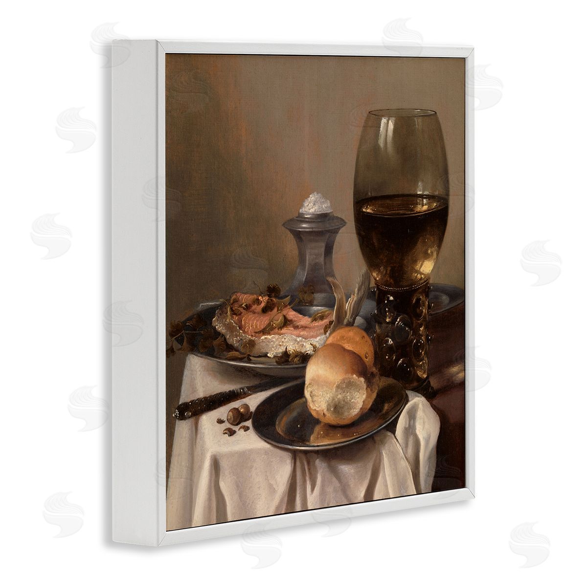 one1000paintings Still Life with Salt Pieter Claesz Classical Painting White Framed Glicee Wall Art Print