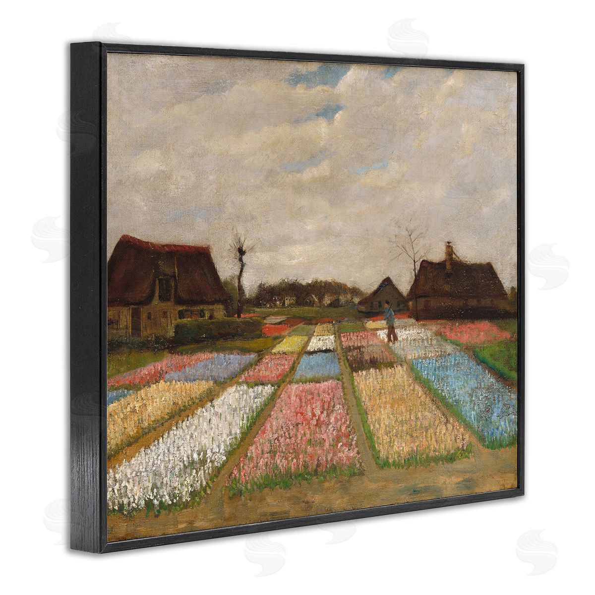 one1000paintings Bulb Fields in Holland Vincent van Gogh Classic Painting Black Framed Giclee Wall Art Print