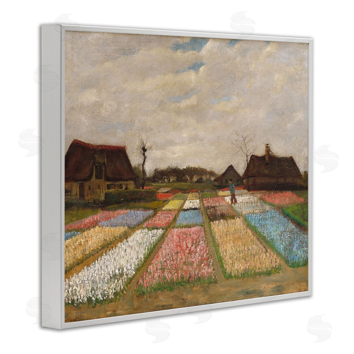one1000paintings Bulb Fields in Holland Vincent van Gogh Classic Painting White Framed Giclee Wall Art Print
