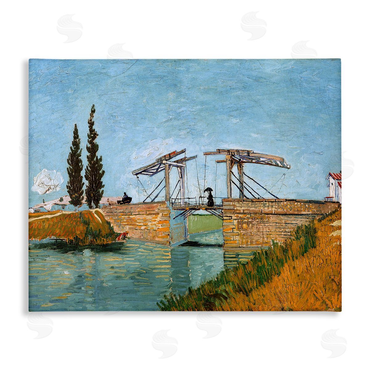 one1000paintings Brug bij Langlois Vincent van Gogh Classic Bridge Painting Stretched Canvas Wall Art Print