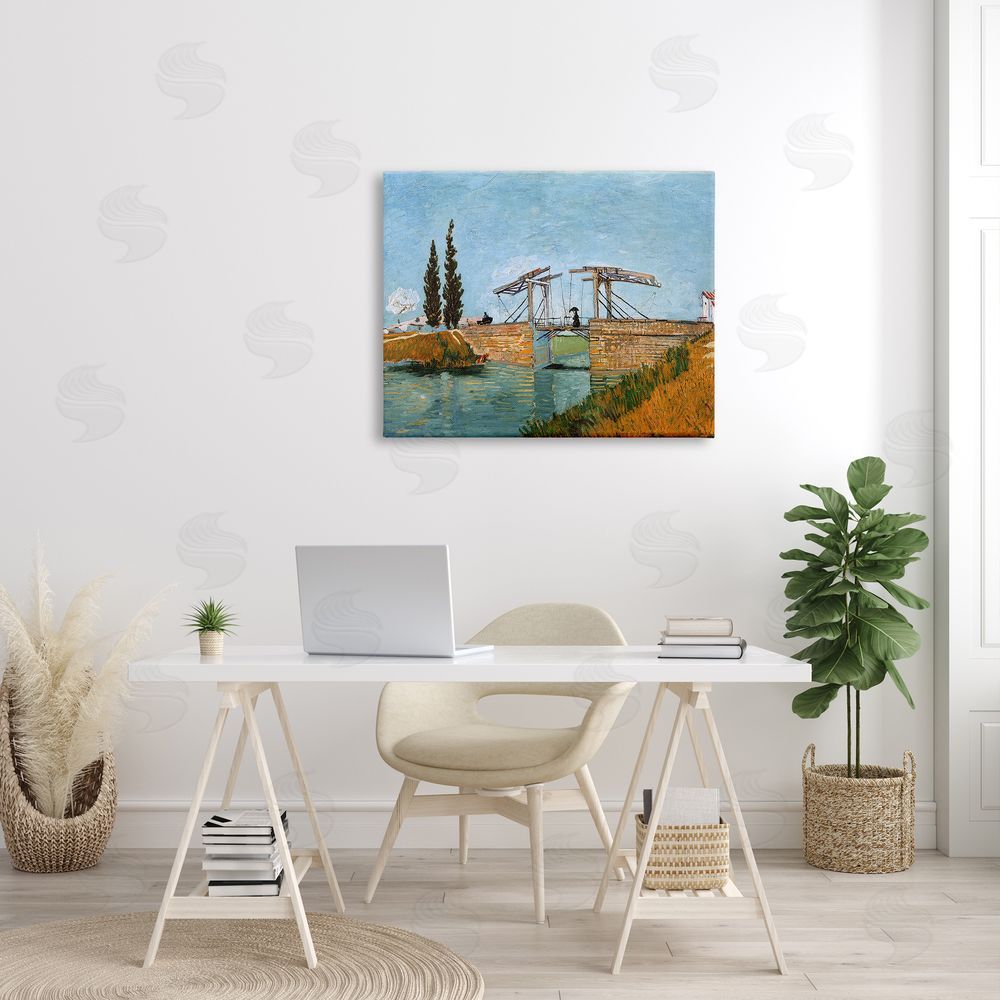 one1000paintings Brug bij Langlois Vincent van Gogh Classic Bridge Painting Canvas Wall Art Print in Room