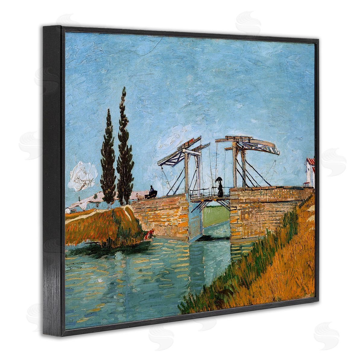 one1000paintings Brug bij Langlois Vincent van Gogh Classic Bridge Painting Black Framed Giclee Wall Art Print