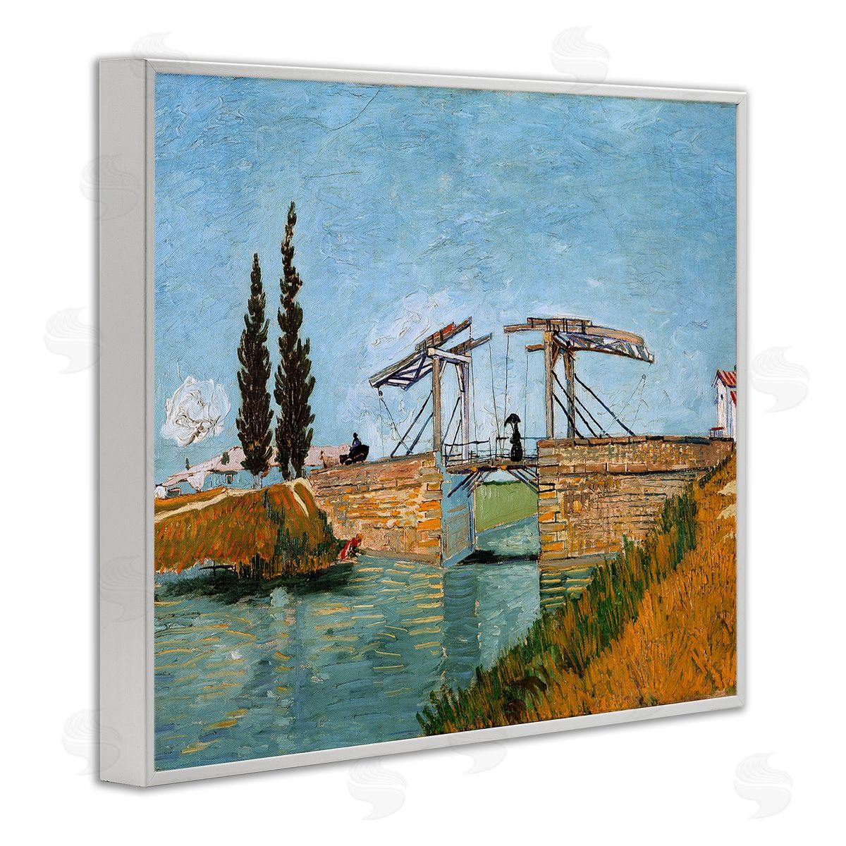 one1000paintings Brug bij Langlois Vincent van Gogh Classic Bridge Painting White Framed Giclee Wall Art Print