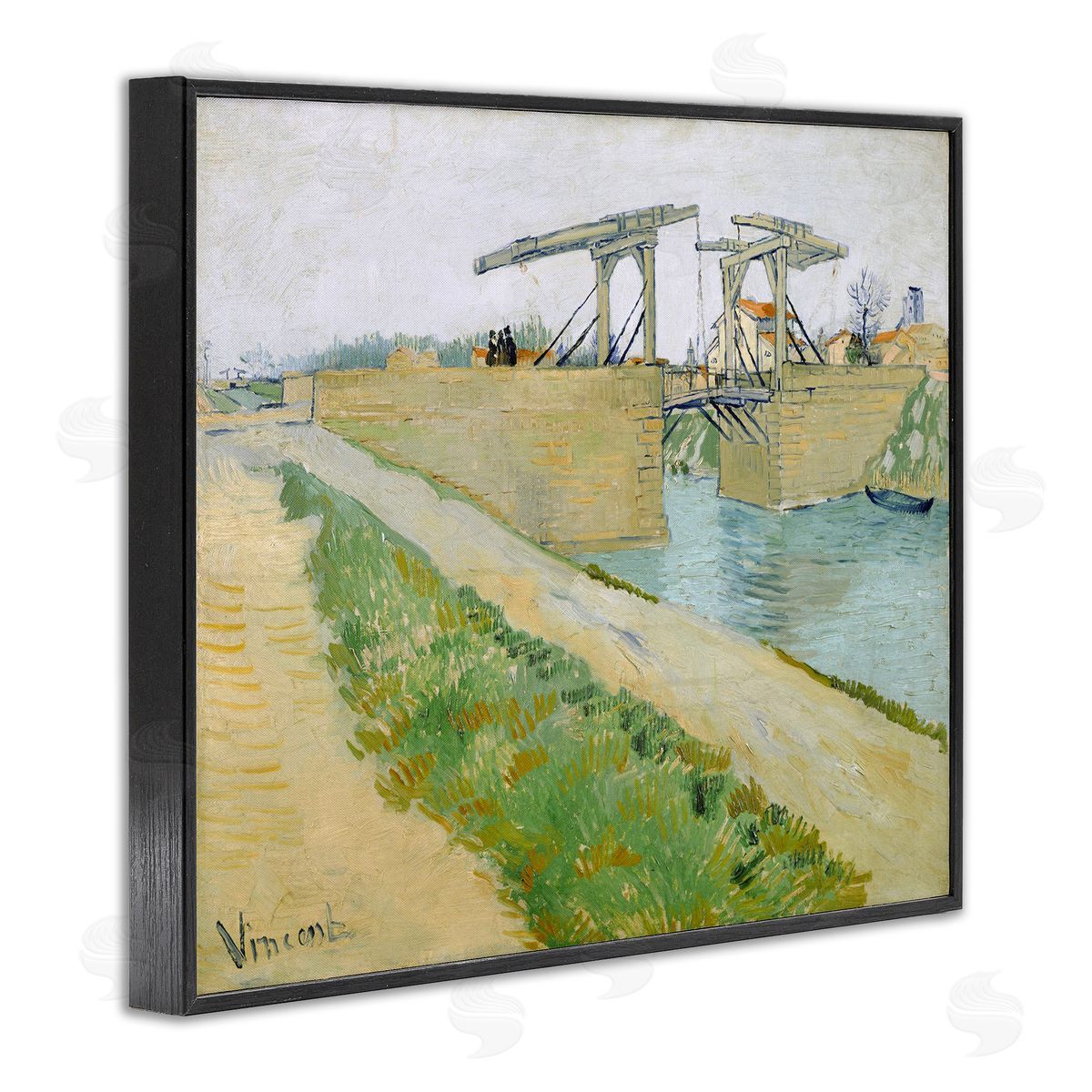 one1000paintings De Brug Van Langlois Vincent van Gogh Bridge Painting Black Framed Giclee Wall Art Print