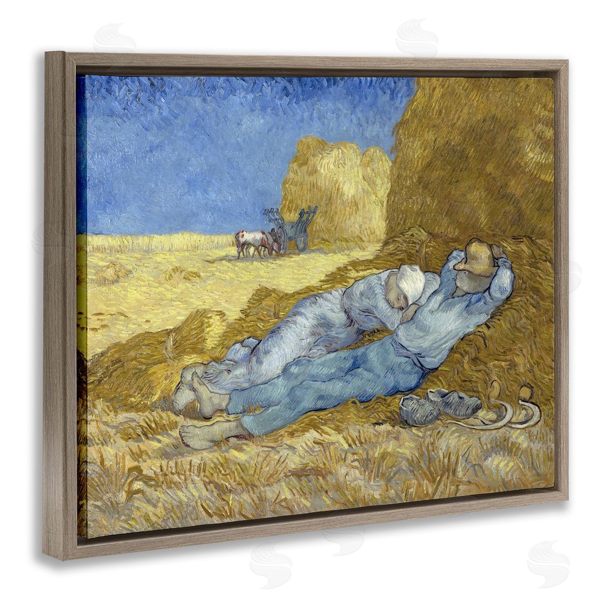 one1000paintings The Siesta Vincent van Gogh Classic Painting Brown Floating Frame Canvas Wall Art Print