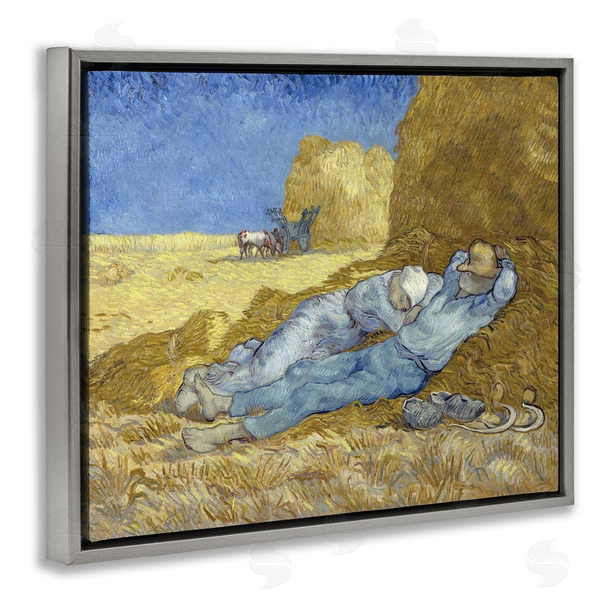 one1000paintings The Siesta Vincent van Gogh Classic Painting Gray Floating Frame Canvas Wall Art Print