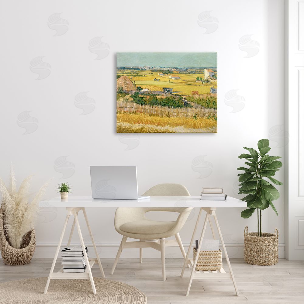 one1000paintings The Harvest Vincent van Gogh Classic Painting Canvas Wall Art Print in Room