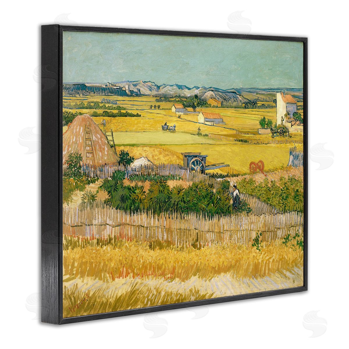 one1000paintings The Harvest Vincent van Gogh Classic Painting Black Framed Giclee Wall Art Print