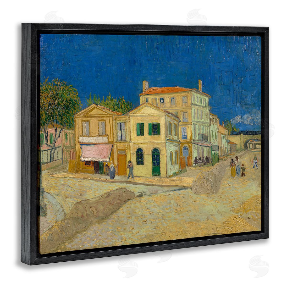 one1000paintings The Yellow House Vinvent van Gogh Classic Painting Black Floating Frame Canvas Wall Art Print