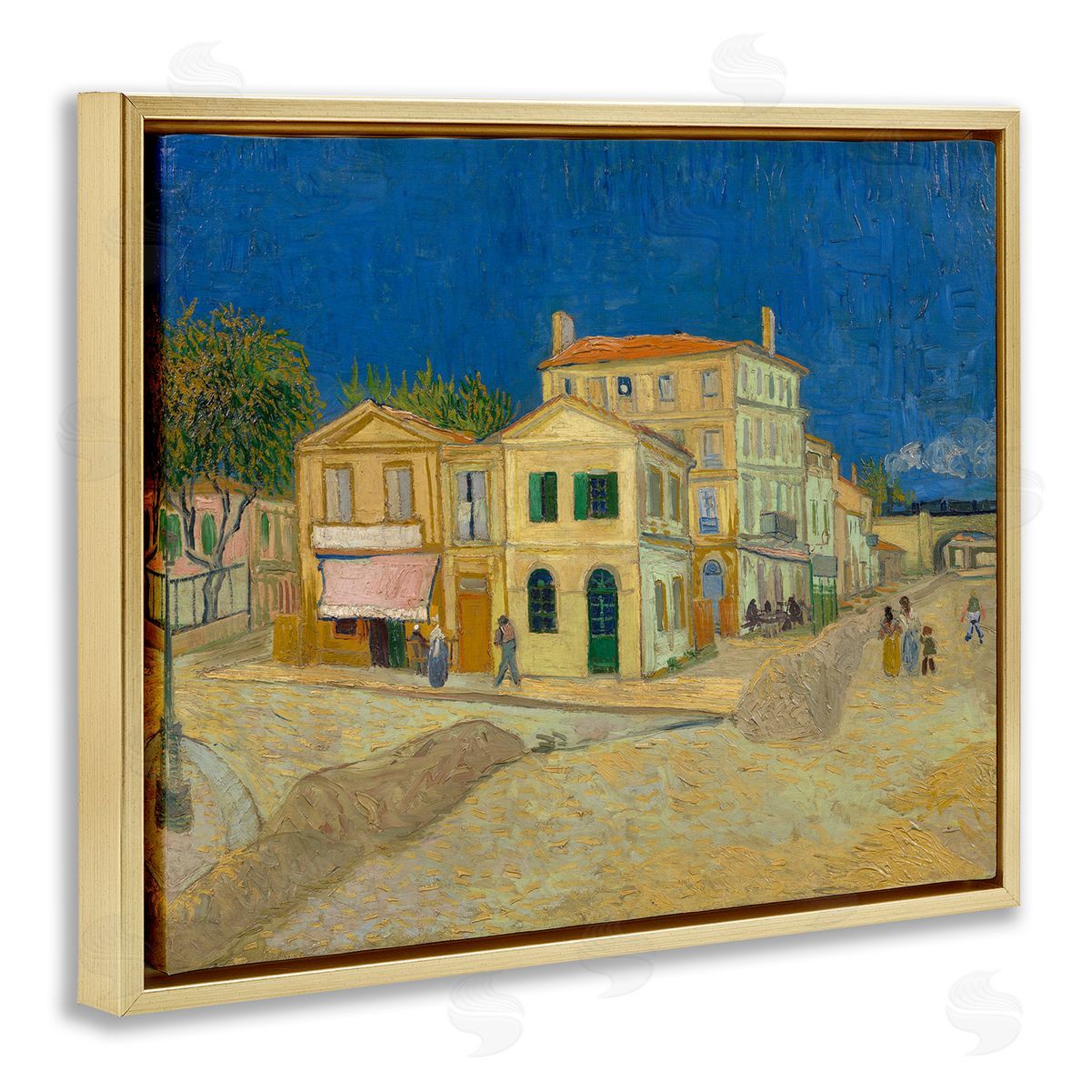 one1000paintings The Yellow House Vinvent van Gogh Classic Painting Gold Floating Frame Canvas Wall Art Print