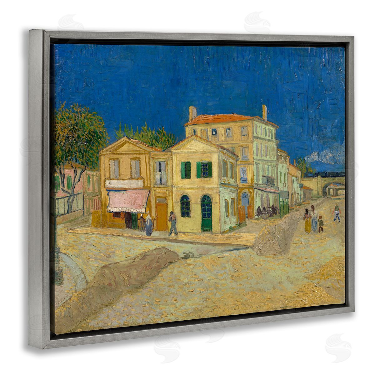one1000paintings The Yellow House Vinvent van Gogh Classic Painting Gray Floating Frame Canvas Wall Art Print