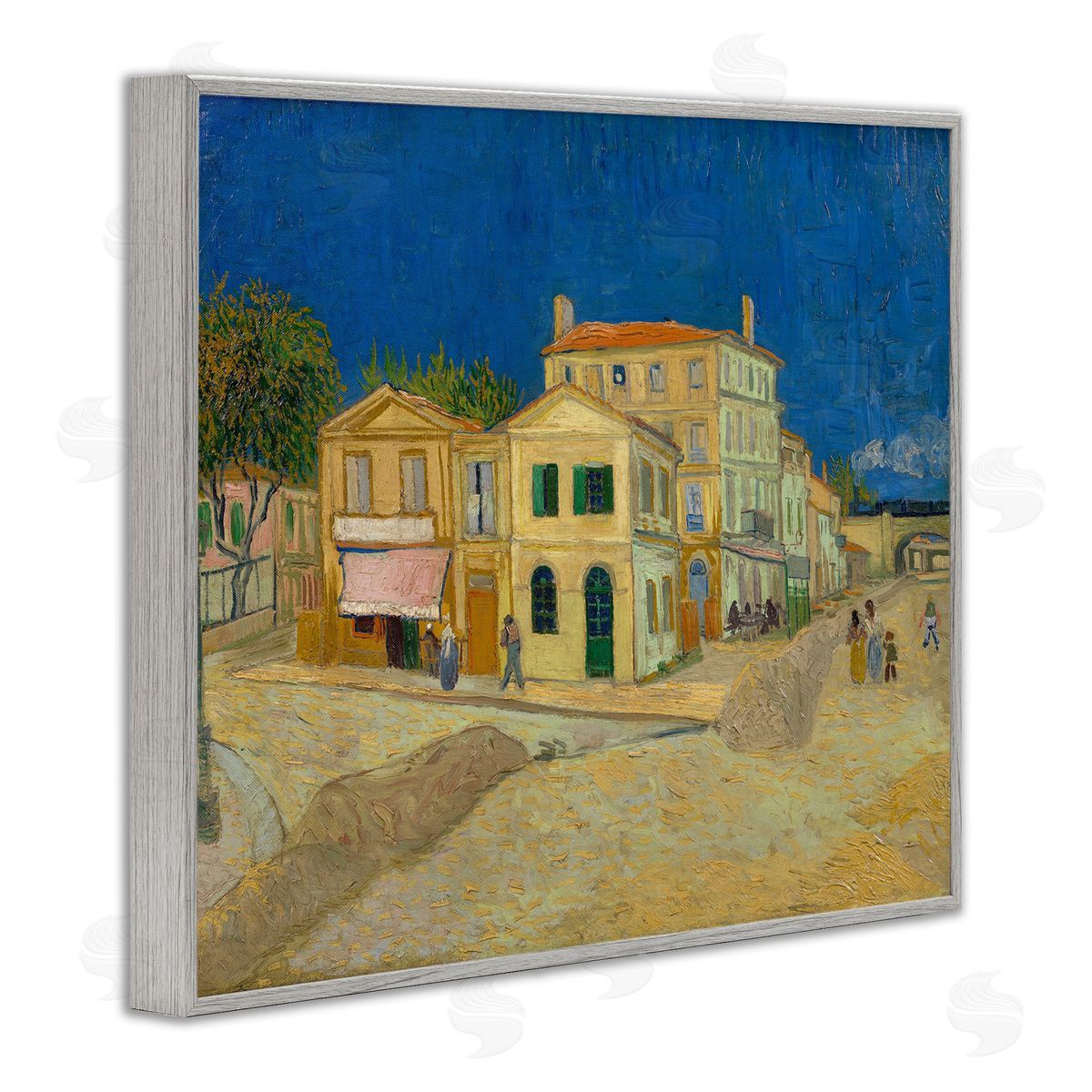 one1000paintings The Yellow House Vinvent van Gogh Classic Painting Gray Framed Giclee Wall Art Print