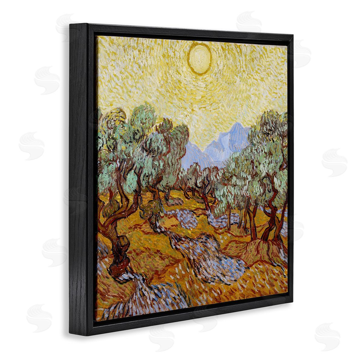 one1000paintings Olijfbomen Olive Branches Vincent van Gogh Classic Painting Black Floating Frame Canvas Wall Art Print