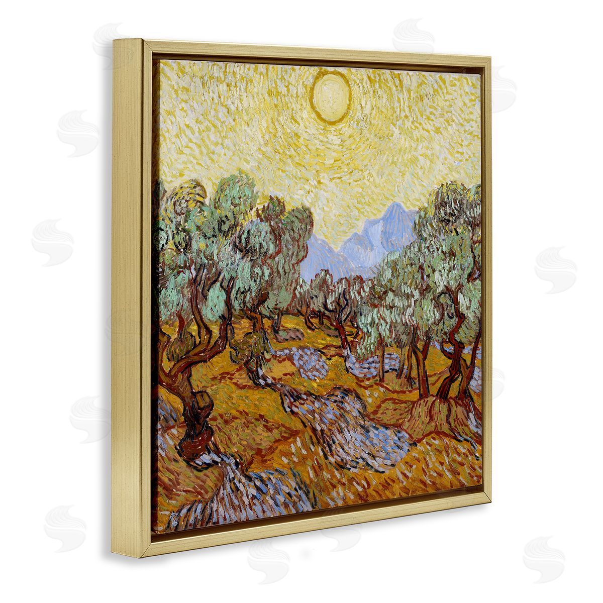 one1000paintings Olijfbomen Olive Branches Vincent van Gogh Classic Painting Gold Floating Frame Canvas Wall Art Print