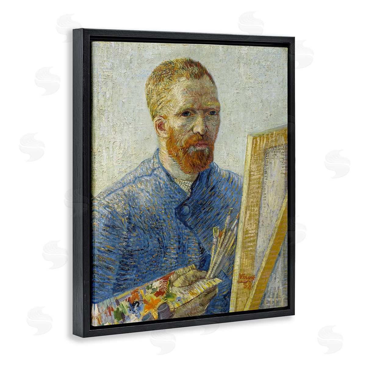 one1000paintings Zeegezicht als Schilder van Gogh Painting Self-Portrait Painting Black Floating Frame Canvas Wall Art Print