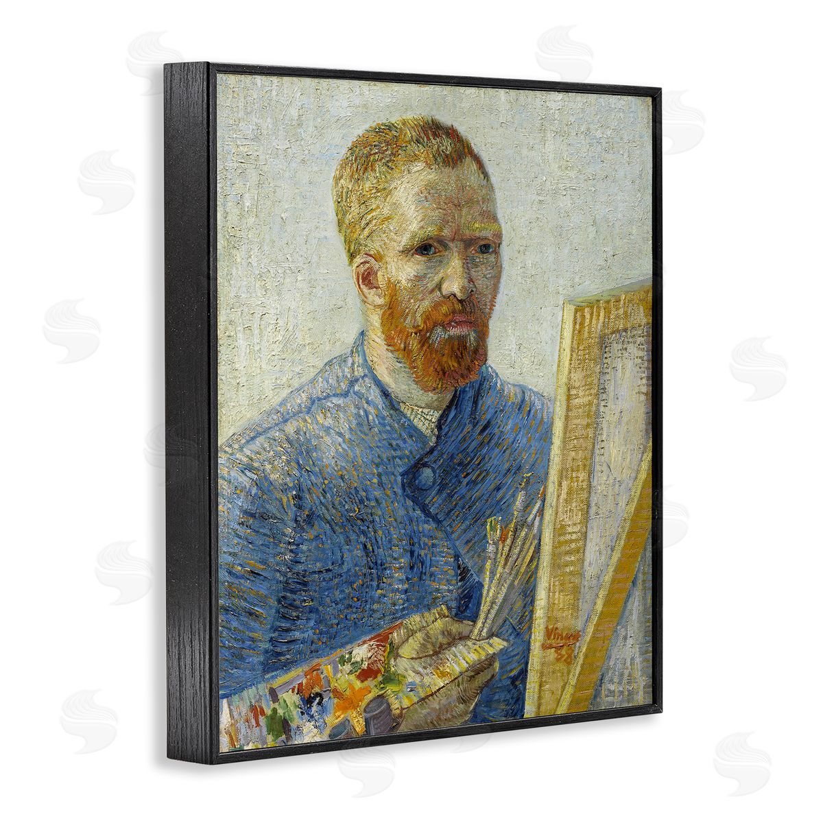 one1000paintings Zeegezicht als Schilder van Gogh Painting Self-Portrait Painting Black Framed Giclee Wall Art Print