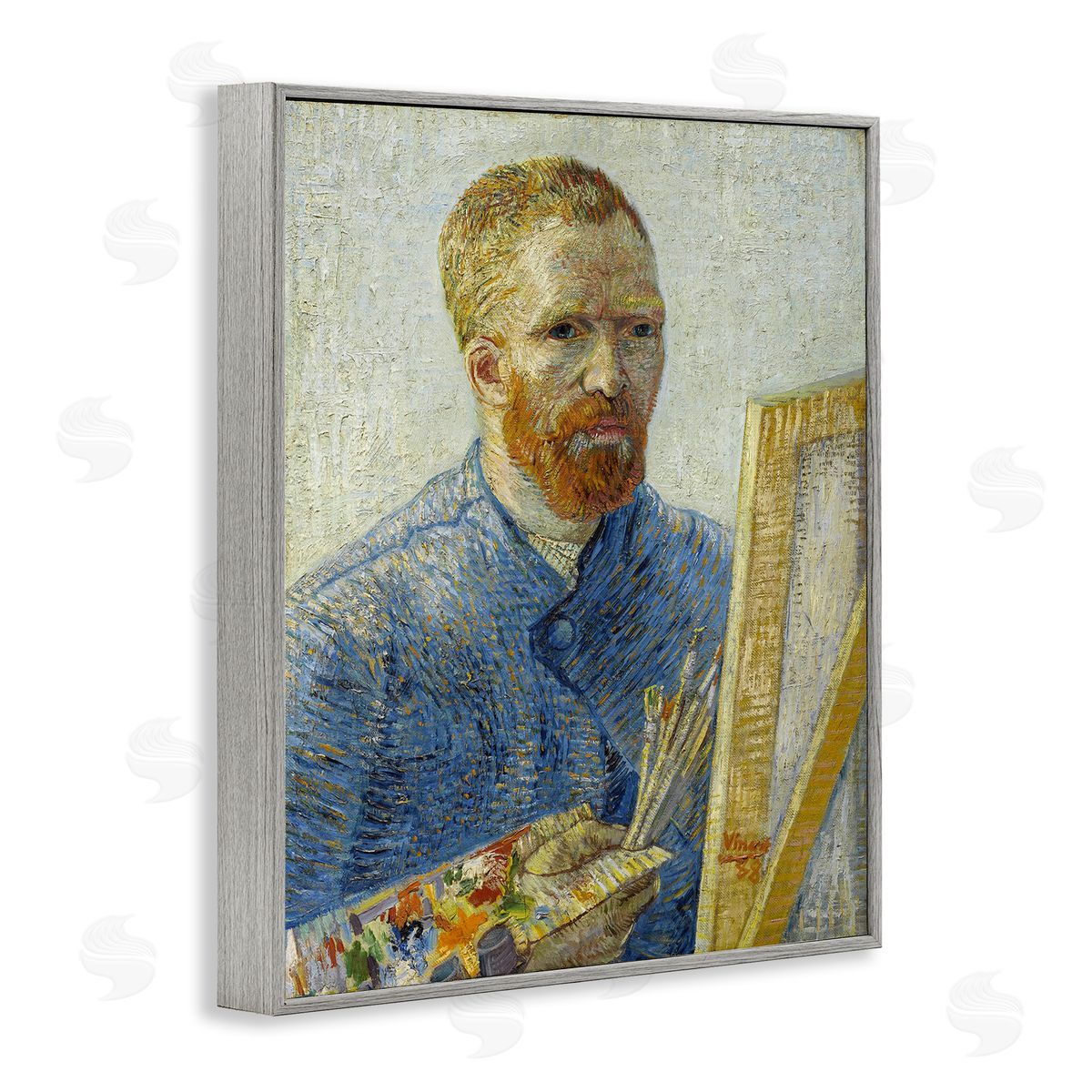 one1000paintings Zeegezicht als Schilder van Gogh Painting Self-Portrait Painting Gray Framed Giclee Wall Art Print