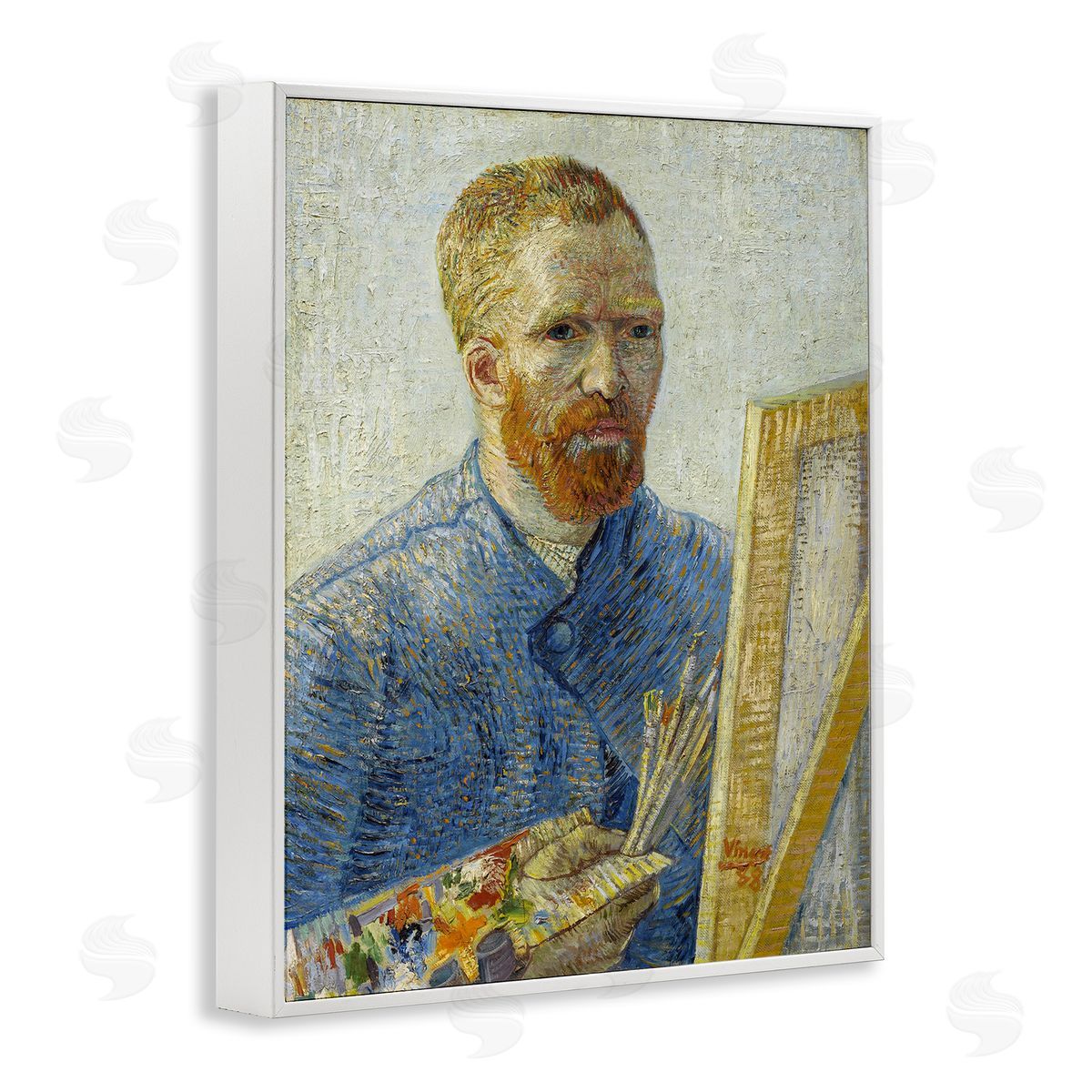 one1000paintings Zeegezicht als Schilder van Gogh Painting Self-Portrait Painting White Framed Giclee Wall Art Print
