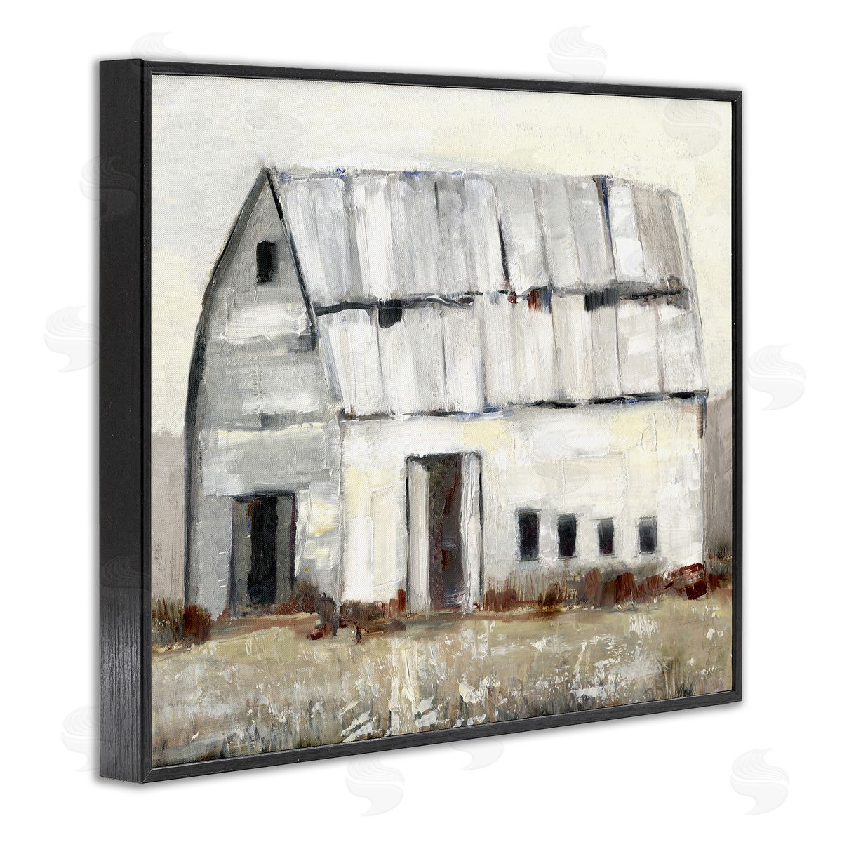 Sally Swatland Rustic White Barn Among Countryside Nature Grasses Black Framed Giclee Wall Art Print
