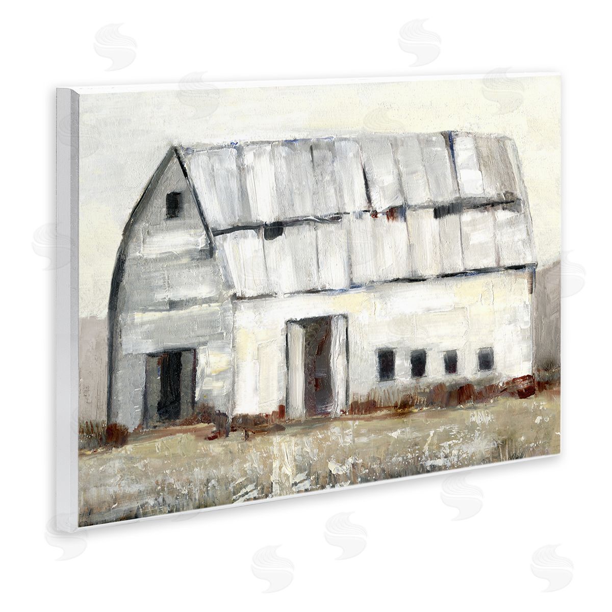 Sally Swatland Rustic White Barn Among Countryside Nature Grasses Wall Plaque Art Print