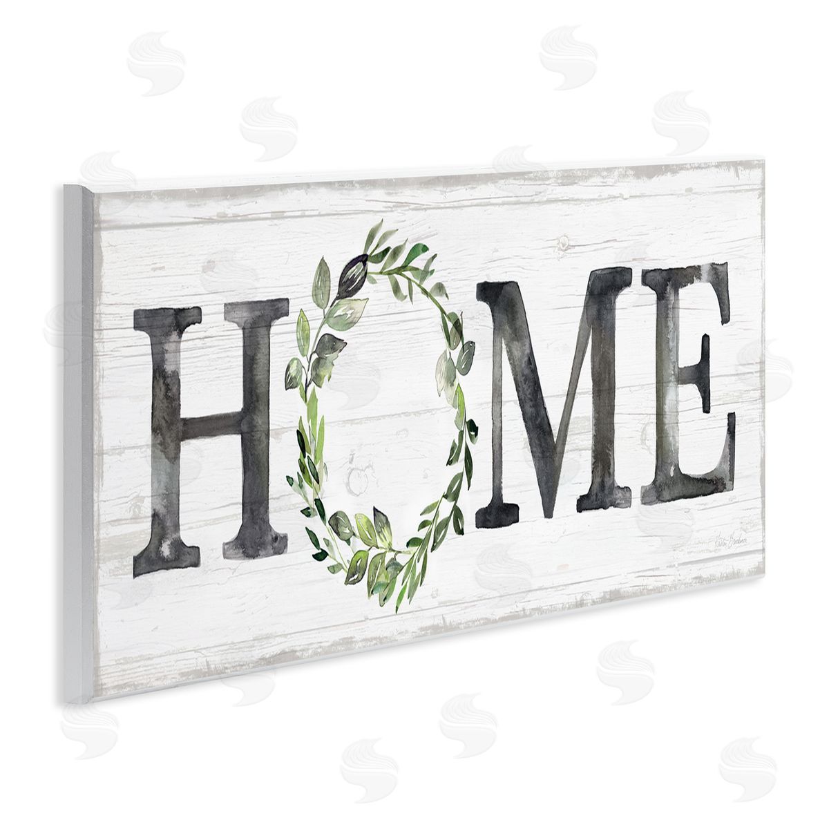 Kristen Brockmon Weathered Pattern Home Sign Botanical Wreath Greenery