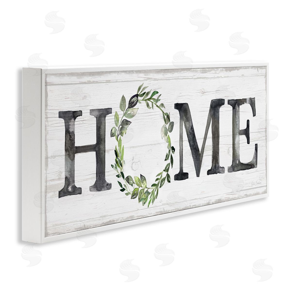 Kristen Brockmon Weathered Pattern Home Sign Botanical Wreath Greenery