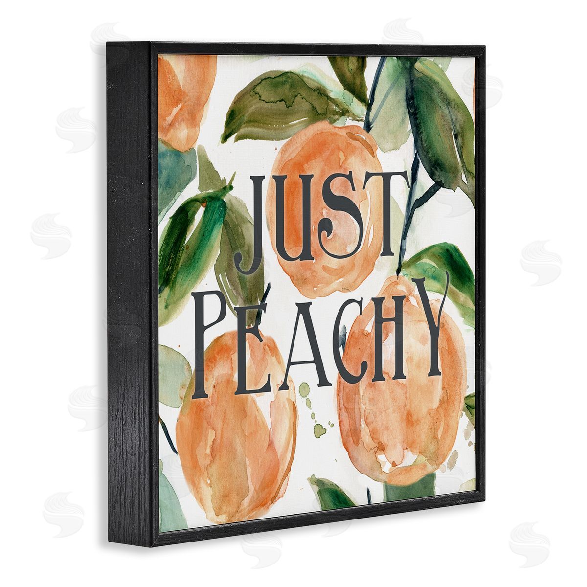 Carol Robinson Just Peachy Phrase Lush Fruit Watercolor Detail Black Framed Glicee Wall Art Print