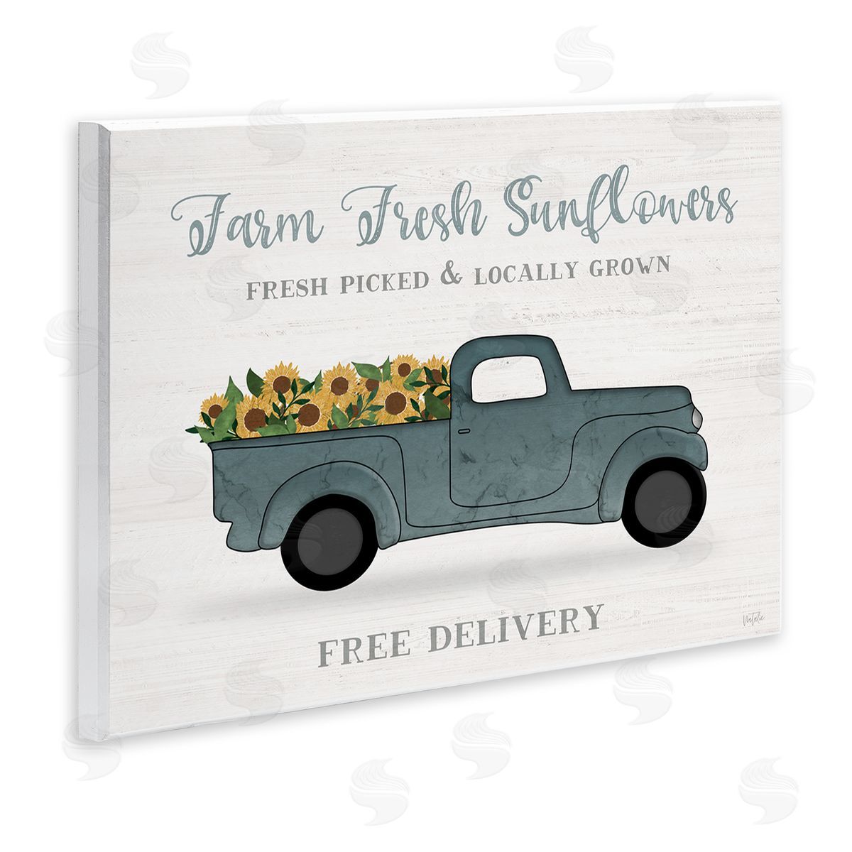 Natalie Carpentieri Farm Fresh Sunflowers Rustic Pickup Truck Sign Wall Plaque Art Print