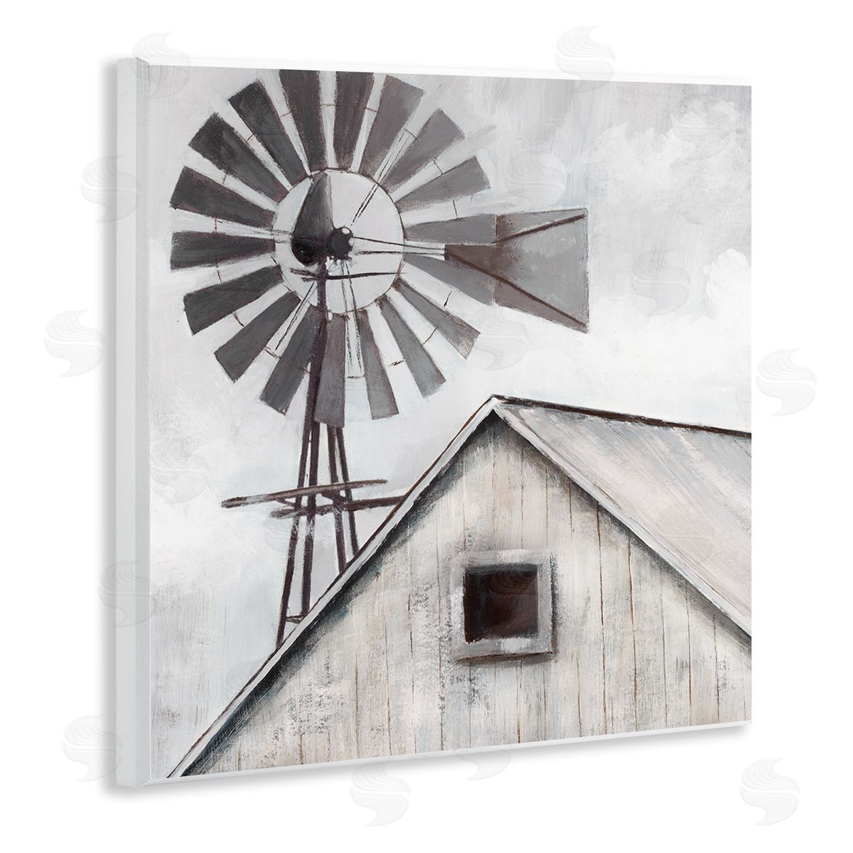 Nan Countryside Windmill Dark Cloudy Sky Rural Barn Wooden Wall Plaque Art Print
