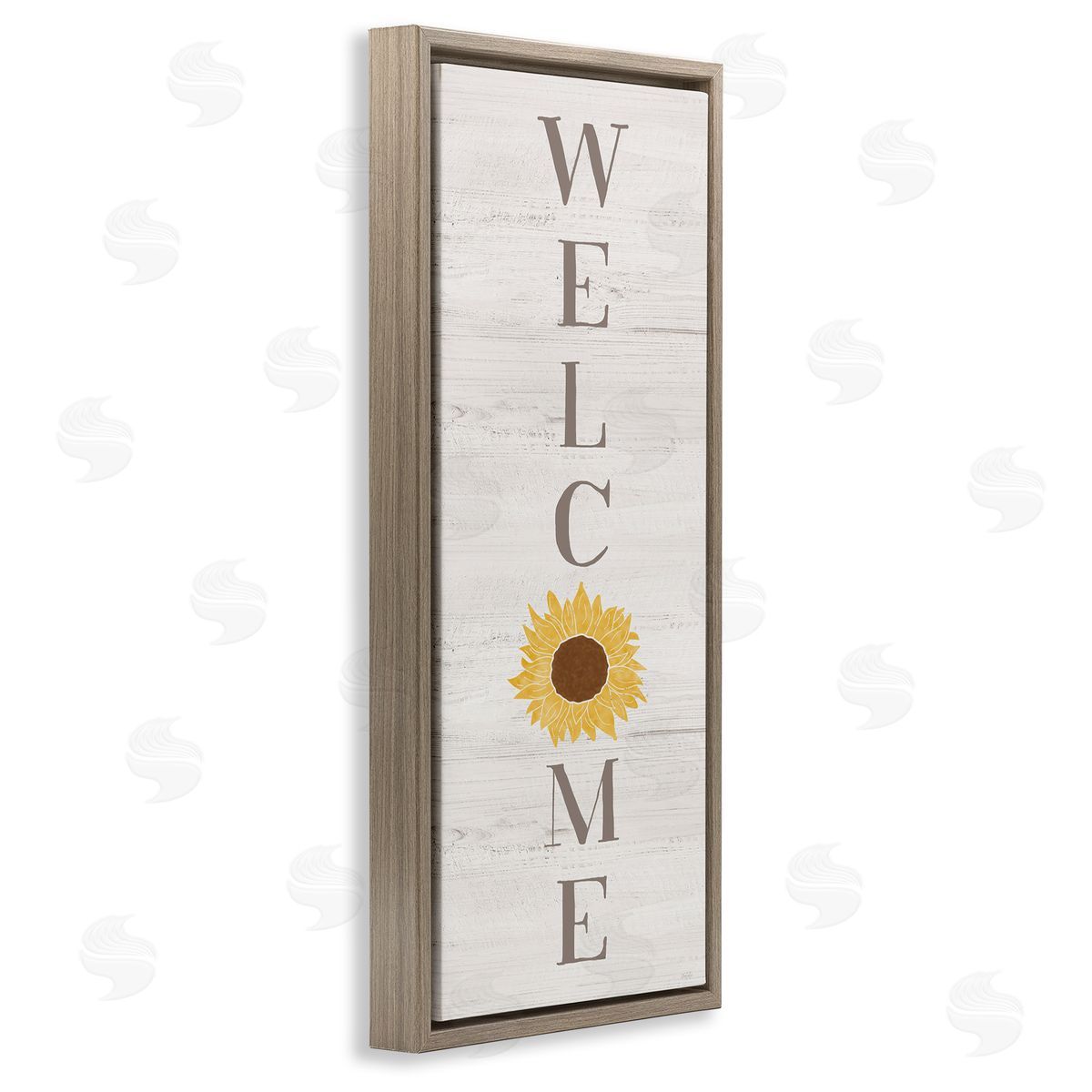 Natalie Carpentieri Vertical Welcome Sign Rustic Sunflower Grain Pattern