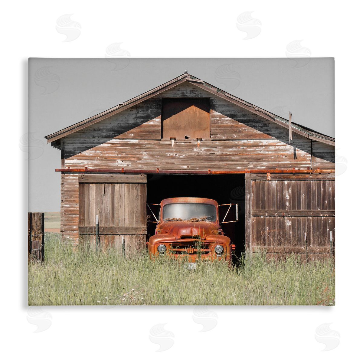 Danita Delimont Vintage Pickup Truck Weathered Country Barn Farmland Stretched Canvas Wall Art Print