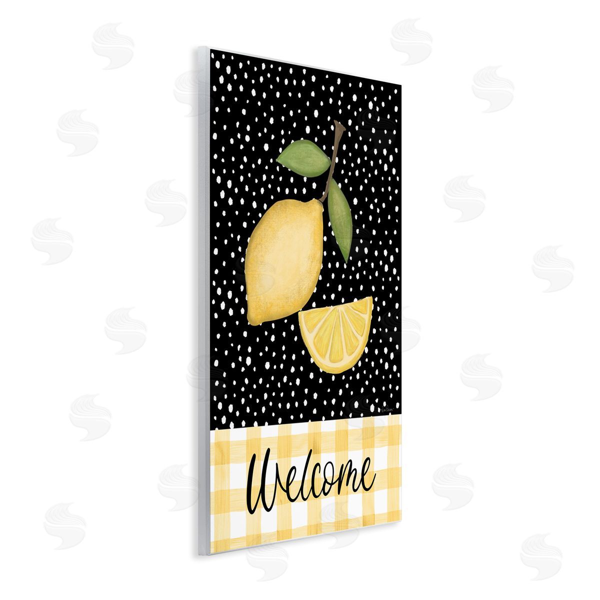 Lisa Larson Country Welcome Sign Polka Dot Pattern Lemons Wall Plaque Art Print