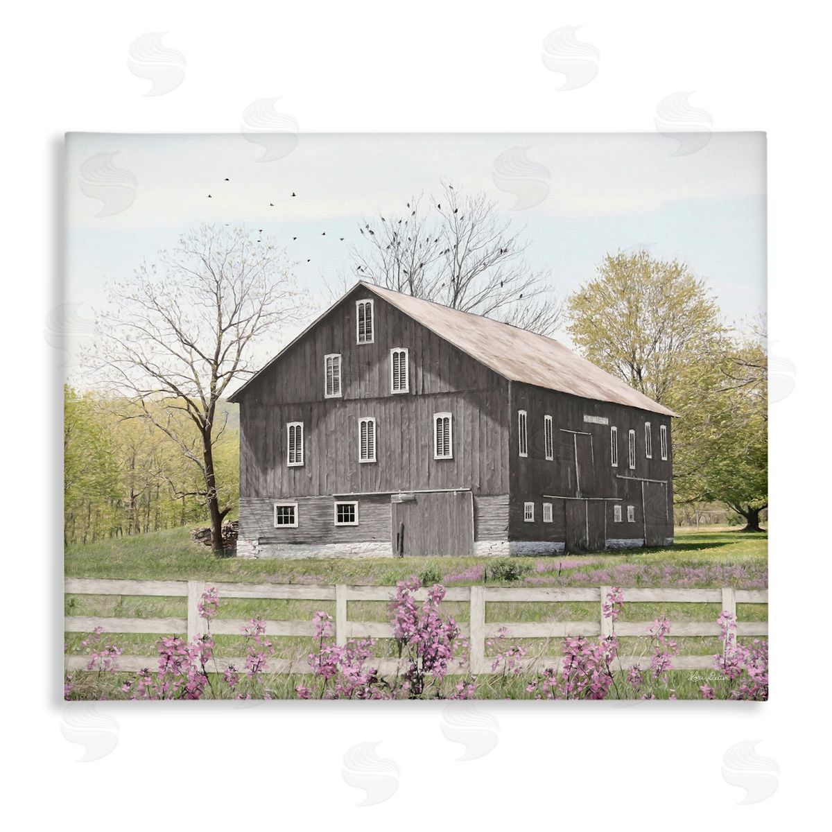Lori Deiter Rural Country Cottage Comforting Grassy Meadow Flowers Stretched Canvas Wall Art Print