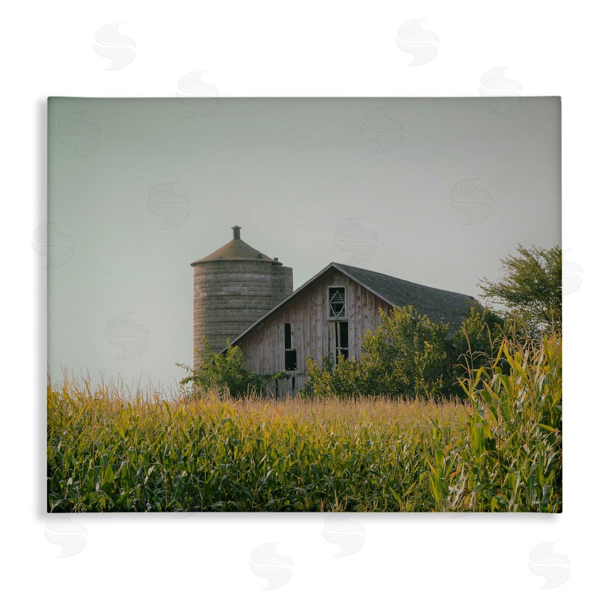 Stupell Studio Soothing Countryside Barn Clear Sky Rural Grass Stretched Canvas Wall Art Print