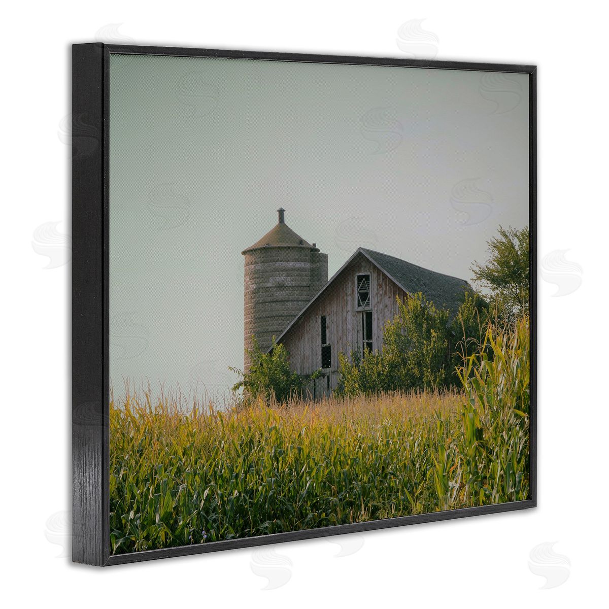 Stupell Studio Soothing Countryside Barn Clear Sky Rural Grass Black Framed Giclee Wall Art Print