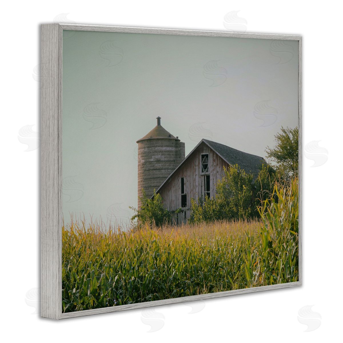Stupell Studio Soothing Countryside Barn Clear Sky Rural Grass Gray Framed Giclee Wall Art Print