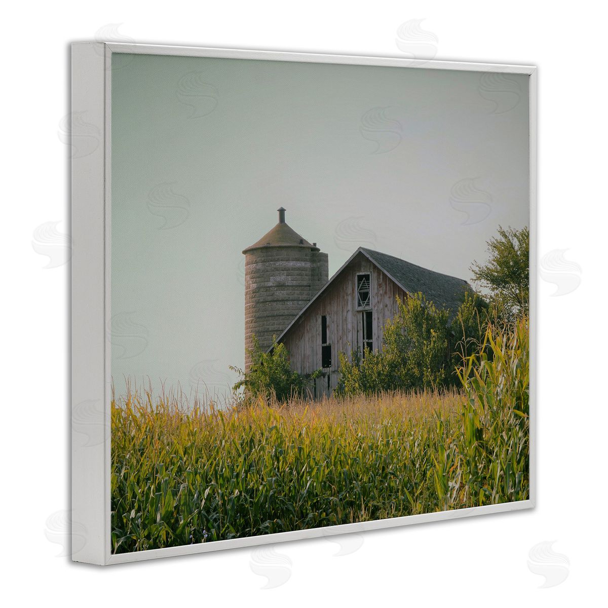 Stupell Studio Soothing Countryside Barn Clear Sky Rural Grass White Framed Giclee Wall Art Print