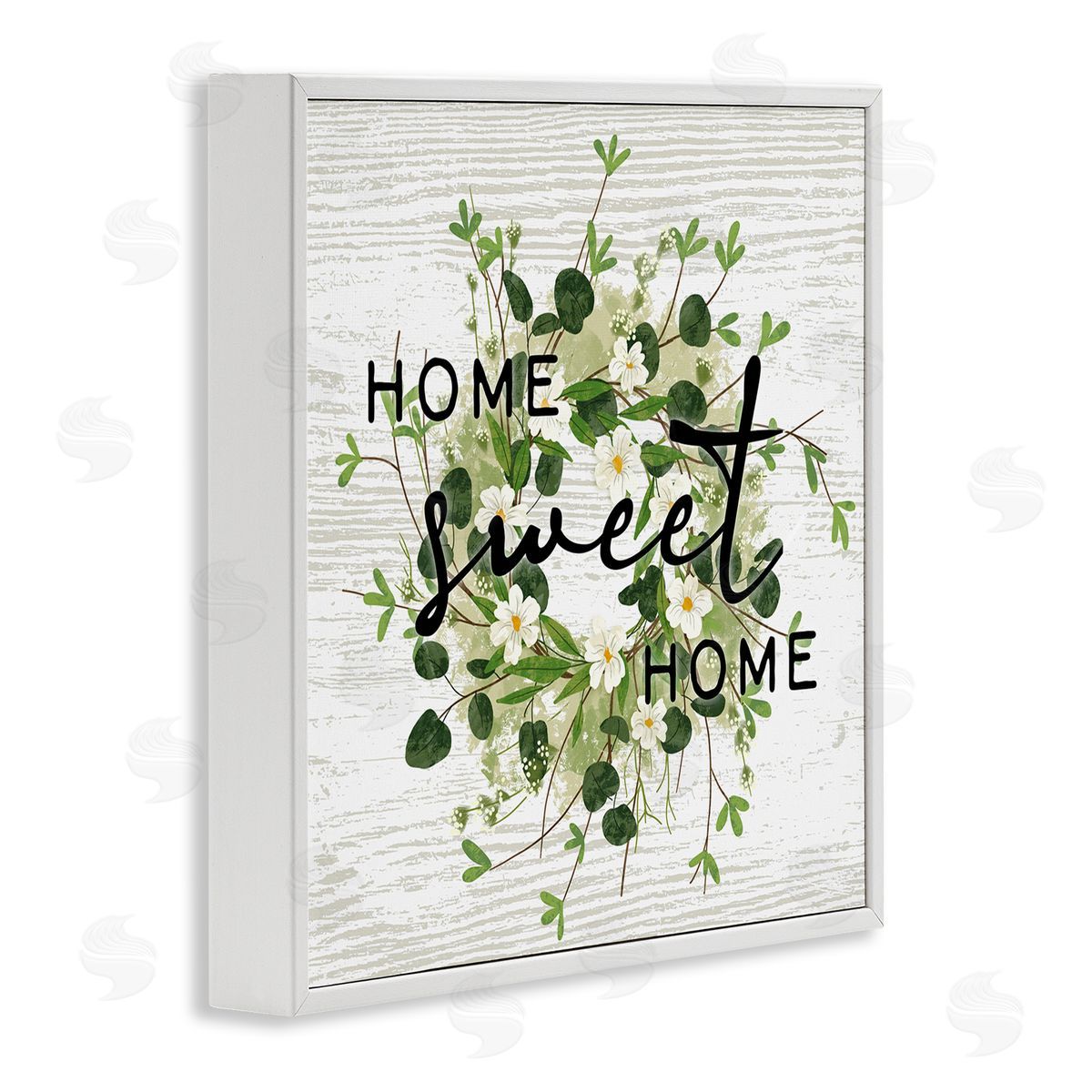 Ziwei Li Sweet Home Typography Floral Greenery Wreath White Framed Glicee Wall Art Print