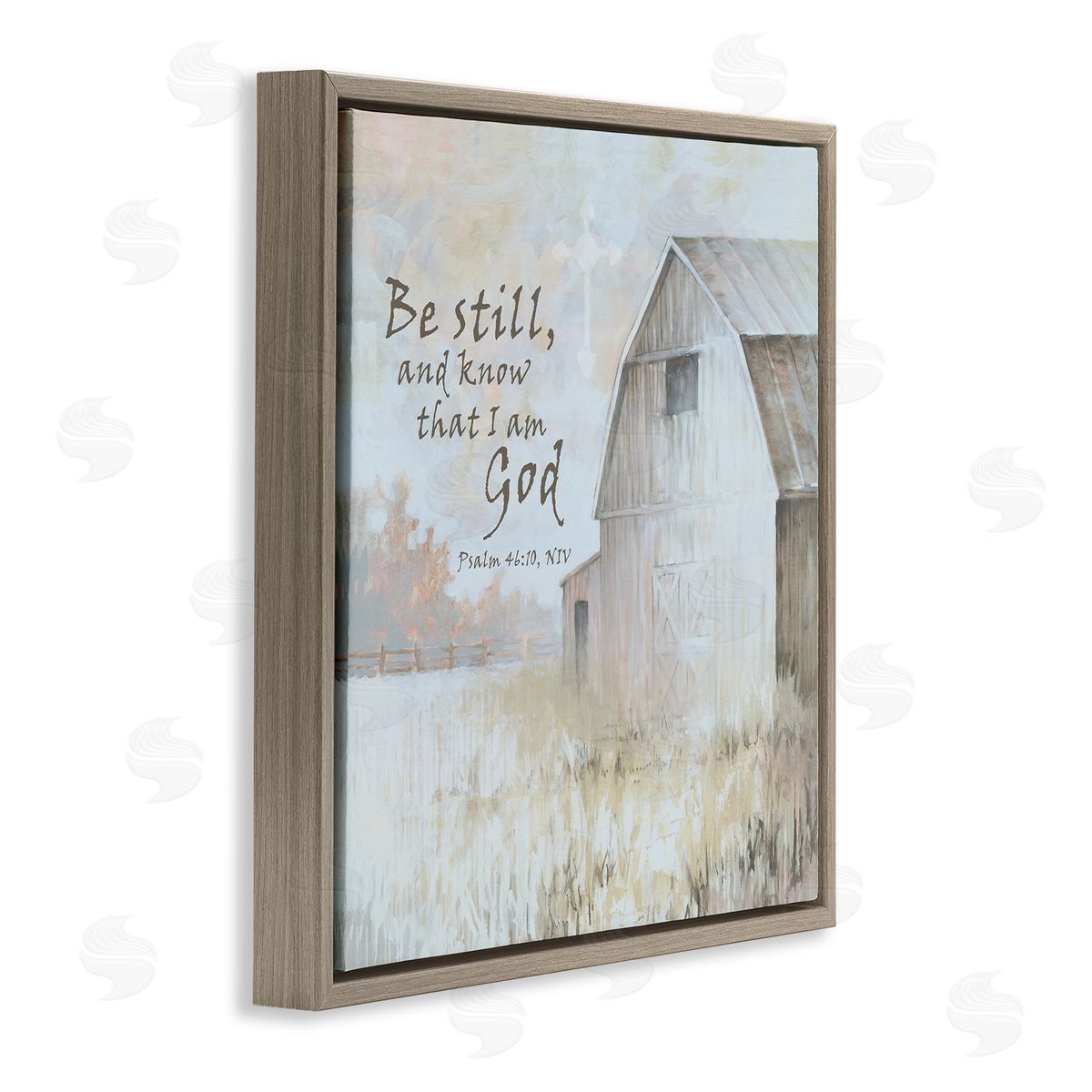 White Ladder Religious Psalm Verse Rural Country Barn Farmland Brown Floating Frame Canvas Wall Art Print
