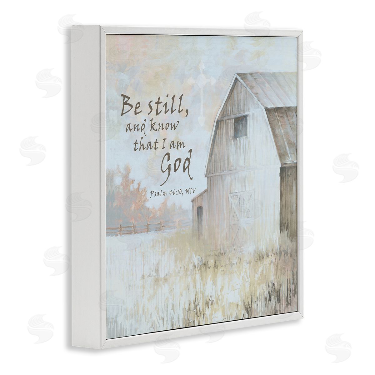 White Ladder Religious Psalm Verse Rural Country Barn Farmland White Framed Glicee Wall Art Print