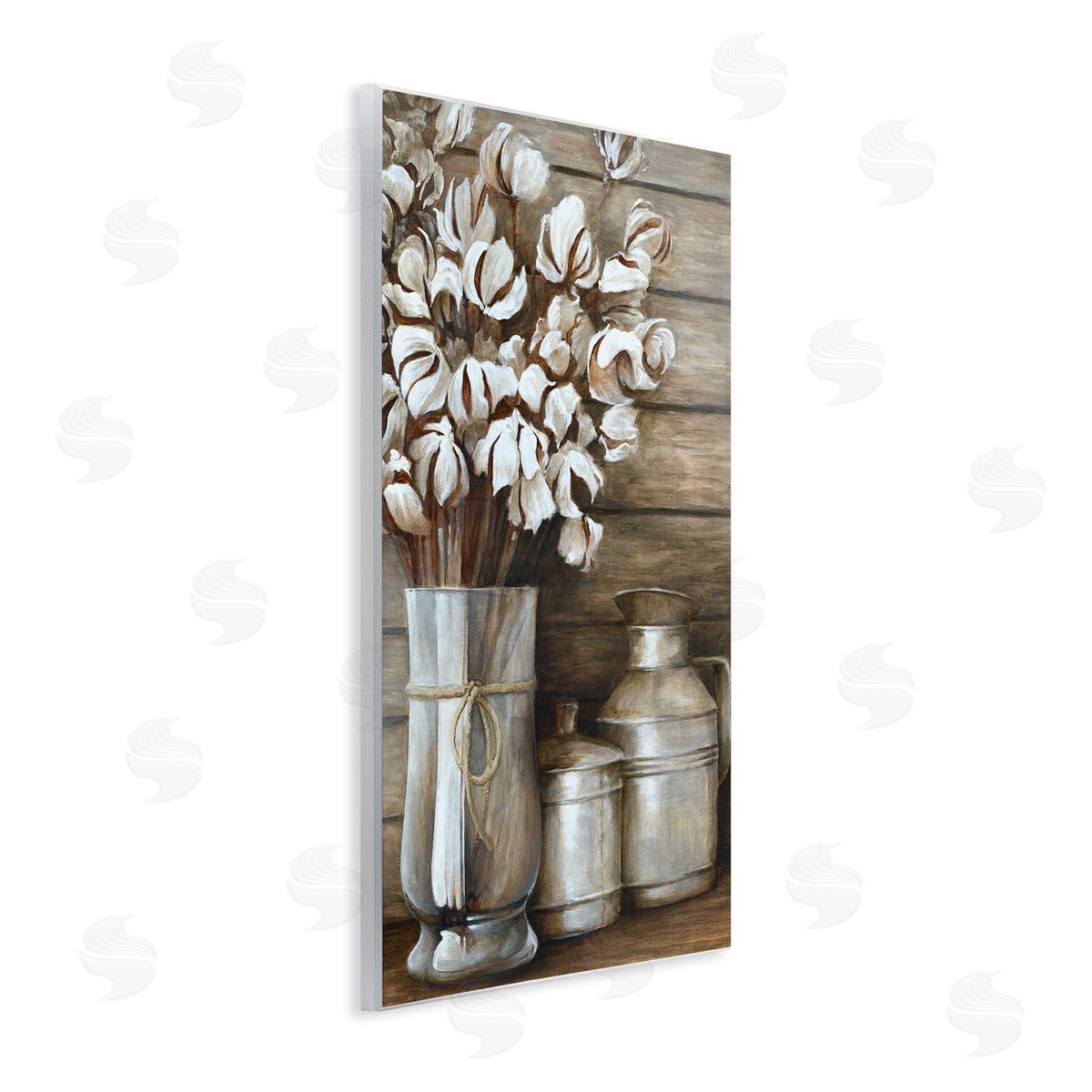 White Ladder Traditional Flower Bouquet Rustic Country Cans Wall Plaque Art Print