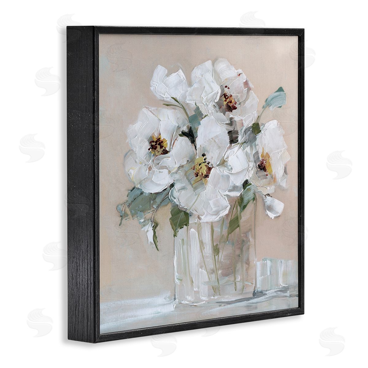Sally Swatland Traditional White Blooms Flower Arrangement Still Life Black Framed Glicee Wall Art Print