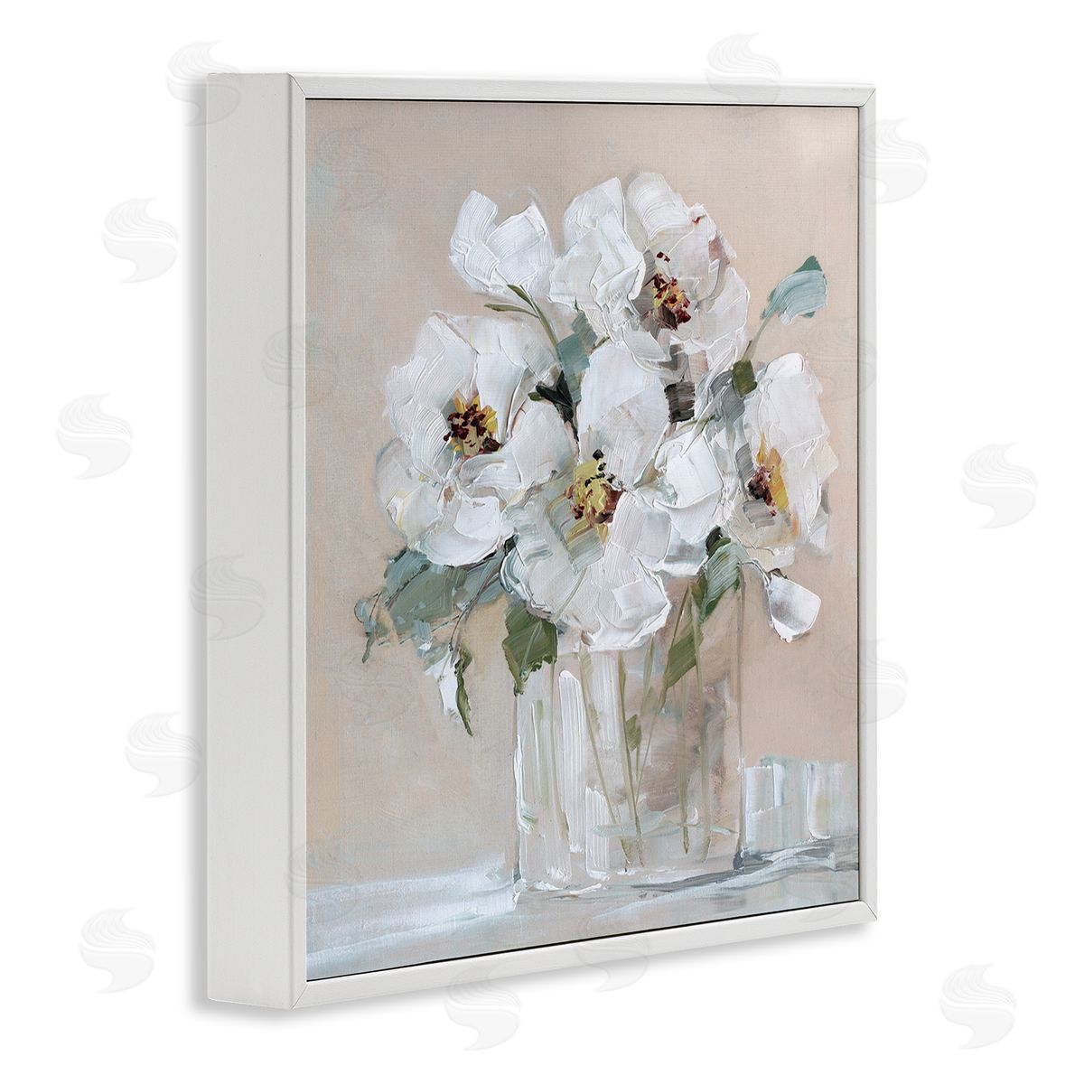 Sally Swatland Traditional White Blooms Flower Arrangement Still Life White Framed Glicee Wall Art Print