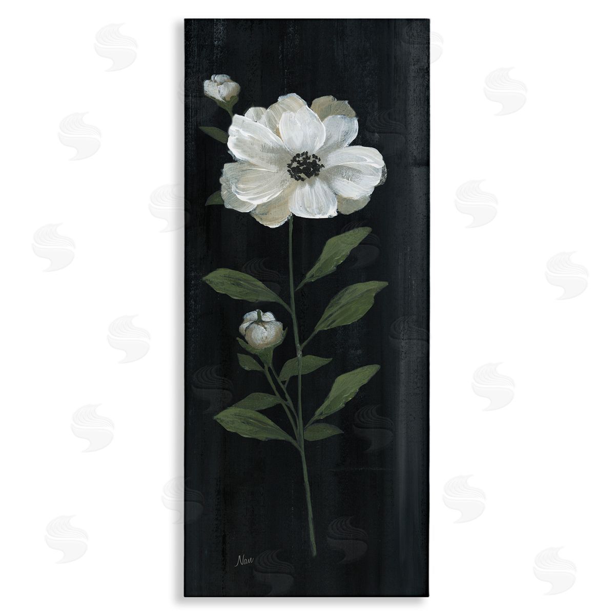 Nan Single White Flower Sprig Stark Rustic Background