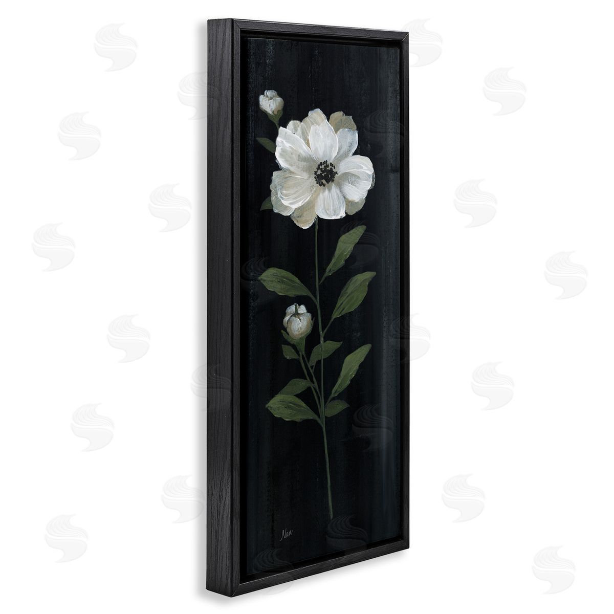 Nan Single White Flower Sprig Stark Rustic Background