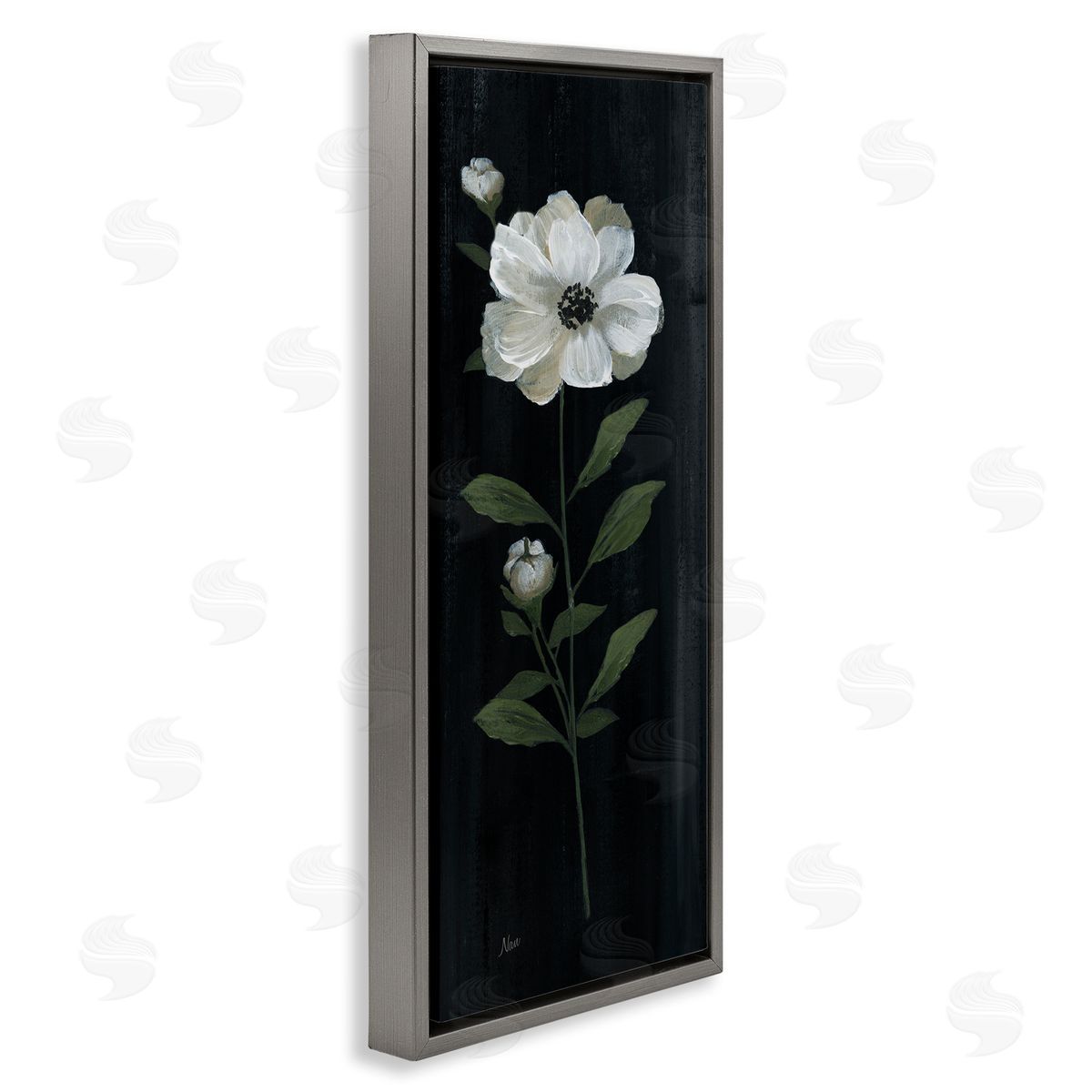 Nan Single White Flower Sprig Stark Rustic Background