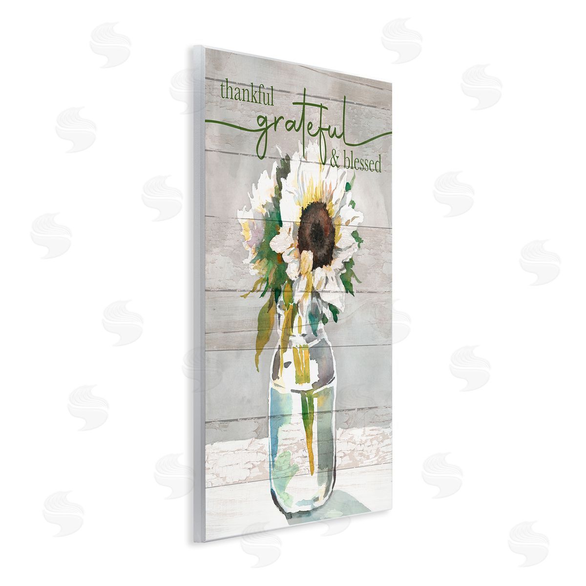 Theresa Troise Heidel Grateful & Blessed Layered Sunflower Country Planked Pattern Wall Plaque Art Print