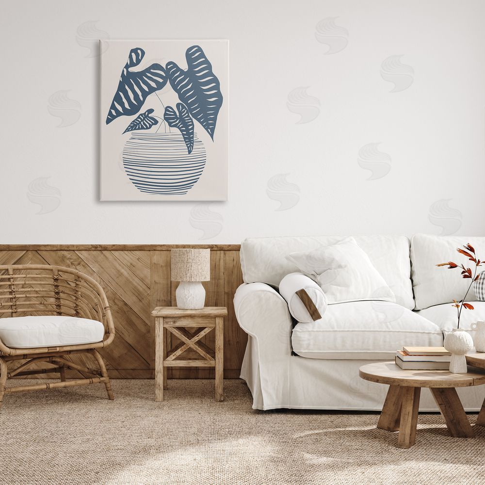 Daniela Santiago Potted House Plant Modern Shapes Pattern Canvas Wall Art Print in Room